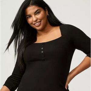 Torrid Tie Back Square Neck Long Sleeve